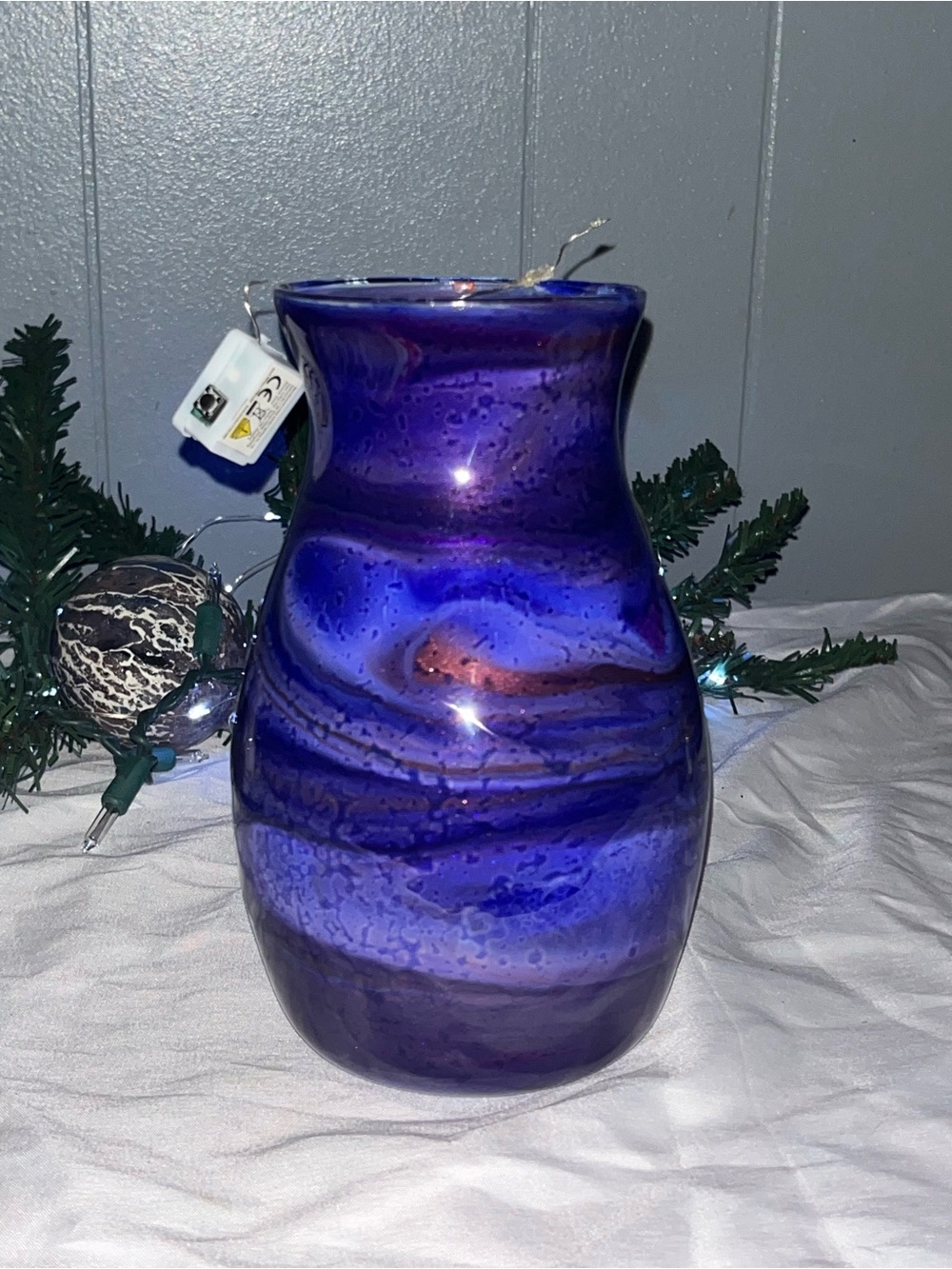 Deep Blue Swirl Glass Vase - Decorative Home Accent